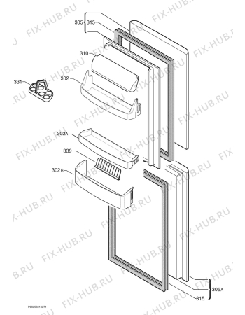 Взрыв-схема холодильника Zanussi Electrolux ZNB2660 - Схема узла Door 003